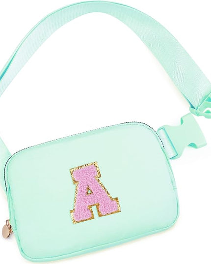 Uygafly Belt Bag Fanny Pack Crossbody Bags with Initials Letter Patch Cute Stuff Birthday Gifts for Teenager Girls Trendy Stuff for Teens | Light Green,A