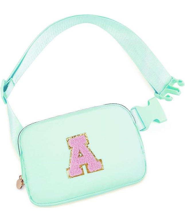 Uygafly Belt Bag Fanny Pack Crossbody Bags with Initials Letter Patch Cute Stuff Birthday Gifts for Teenager Girls Trendy Stuff for Teens | Light Green,A