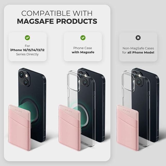 VULKIT Magnetic Phone Wallet for MagSafe- RFID Blocking - Card Holder Wallet for iPhone 16/15/14/13/12 Series & Phone Case with MagSafe