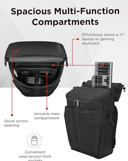 Lenovo Legion Active 17-inch Gaming Backpack - Black - Laptop Compartment - Durable & Water Resistant - Water Bottle Pocket
