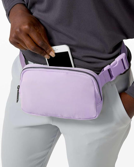 YOSHUYUKI Cross Body Fanny Packs for Women Fashion Waist Bag Pouch Nylon Small Travel Crossbody Bags Mini Purse Everywhere Belt Bag Bum Bag Adjustable Strap for Workout Running Hiking Lavender Fog
