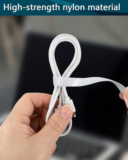 50PCS Reusable Adjustable Cable Ties, Microfiber Cloth Used for Computer Link Cable Cord Management (white)