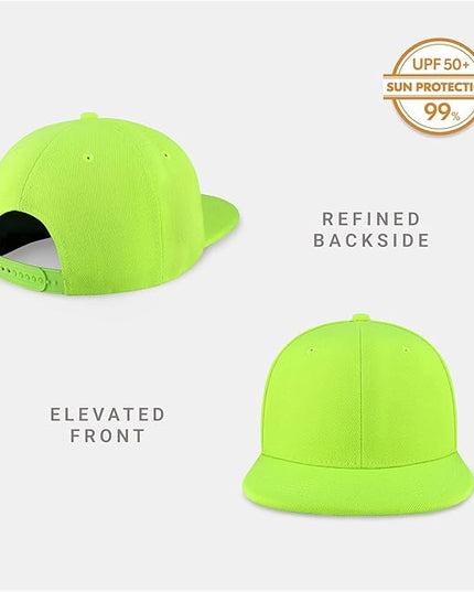 CHOK.LIDS Flat Bill Visor Classic Snapback Hat Blank Adjustable Brim High Top End Trendy Color Style Plain Tone Baseball Cap