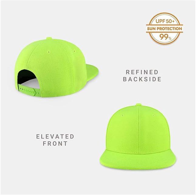 CHOK.LIDS Flat Bill Visor Classic Snapback Hat Blank Adjustable Brim High Top End Trendy Color Style Plain Tone Baseball Cap