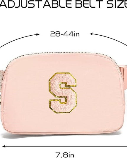 Gitus Gifts for 8 9 10 11 12 Year Old Girls Belt Bag Fanny Pack Crossbody Bags with Initial Letter Patch Cute Stuff Birthday Gifts for Teen Girls Women Personalized Trend Stuff (Coral Pink-S)