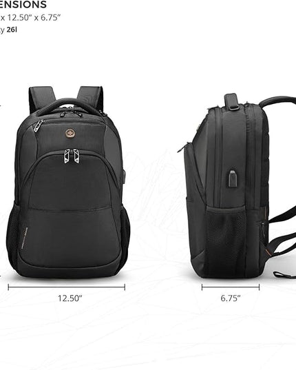 Swissdigital Design Travel Laptop Backpack for Men and Women, Business Backpack with USB Charging Port for Fits 16 Inch Notebook, Blue | SD1670-12