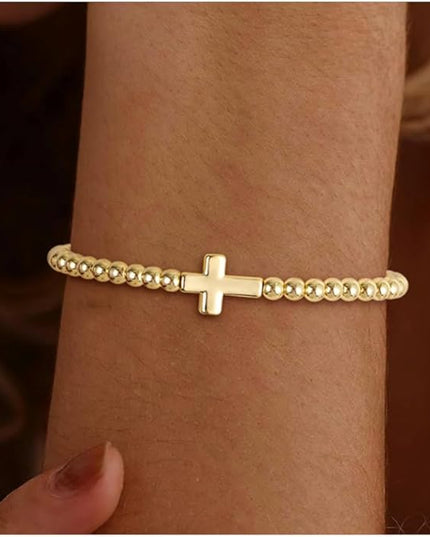 Gold Bracelets for Women 14K Gold Beaded Bracelets Stackable Bracelets for Women Gold Charm Bracelet Non Tarnish Gold Jewelry for Women Trendy
