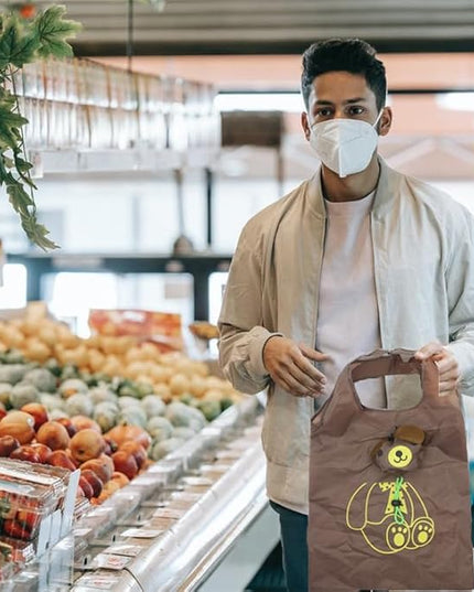 10PCS Folding Shopping Bags Reusable Shopping Tote Bags Compact Eco Periodic Duty Recycling Use Shopping Bags (Animals)