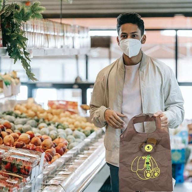 10PCS Folding Shopping Bags Reusable Shopping Tote Bags Compact Eco Periodic Duty Recycling Use Shopping Bags (Animals)