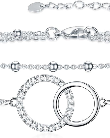 Dorunmo 925 Sterling Silver Infinity Heart Cross Circle Evil Eye Anklet Bracelets for Women Mother's Day Jewelry for Wife Girlfriend Mom Her