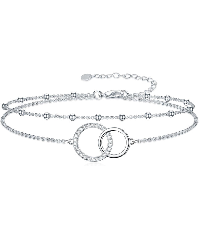 Dorunmo 925 Sterling Silver Infinity Heart Cross Circle Evil Eye Anklet Bracelets for Women Mother's Day Jewelry for Wife Girlfriend Mom Her