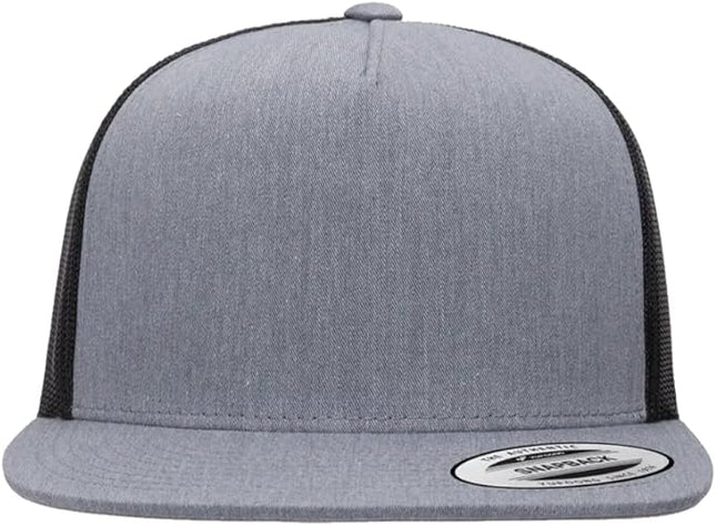 Yupoong 5-Panel YP Classic Trucker Cap | High Profile Flat Visor Snapback | OSFM | Bulk Packs Available
