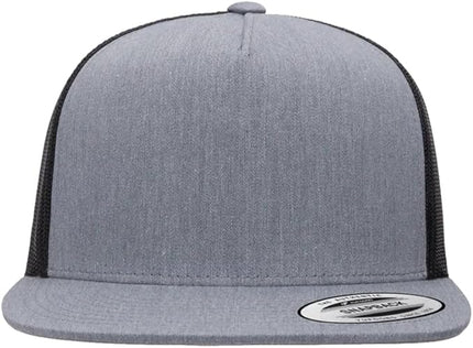 Yupoong 5-Panel YP Classic Trucker Cap | High Profile Flat Visor Snapback | OSFM | Bulk Packs Available