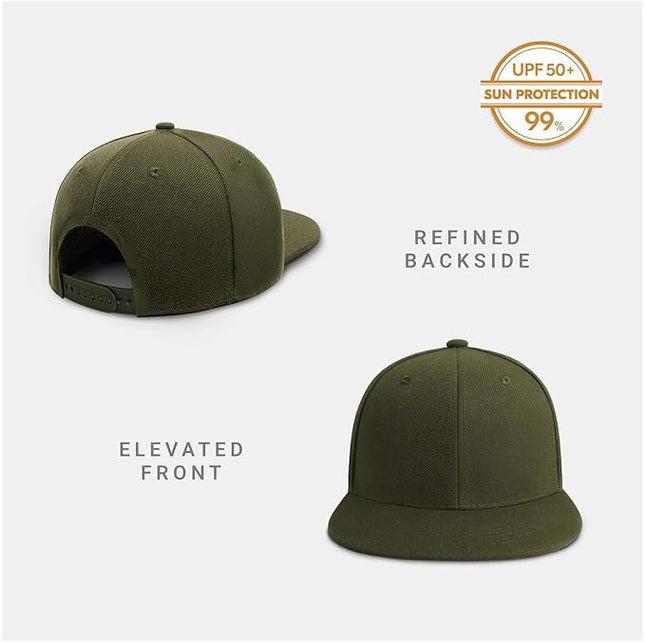 CHOK.LIDS Flat Bill Visor Classic Snapback Hat Blank Adjustable Brim High Top End Trendy Color Style Plain Tone Baseball Cap