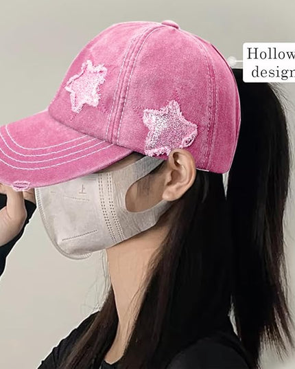YeeHeen Ponytail Baseball Cap for Women High Messy Bun Caps Washed Cotton Hats