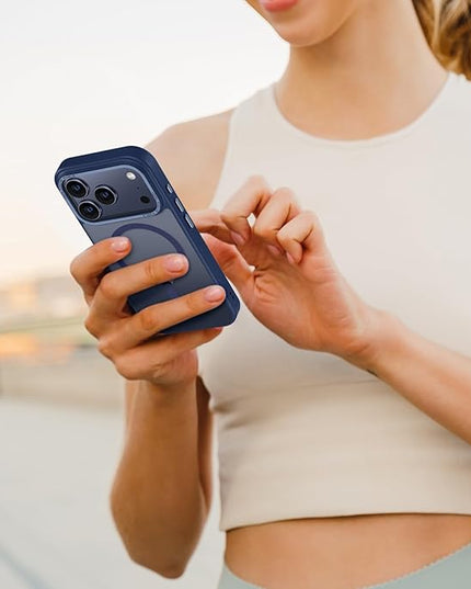 Hython Case for iPhone 17 Pro Max Case Magnetic Translucent Matte Phone Cases 6.9" [Compatible with MagSafe] Thin Slim Fit Shockproof Bumper Hard Protective Cover for Women Men Girls, Deep Blue