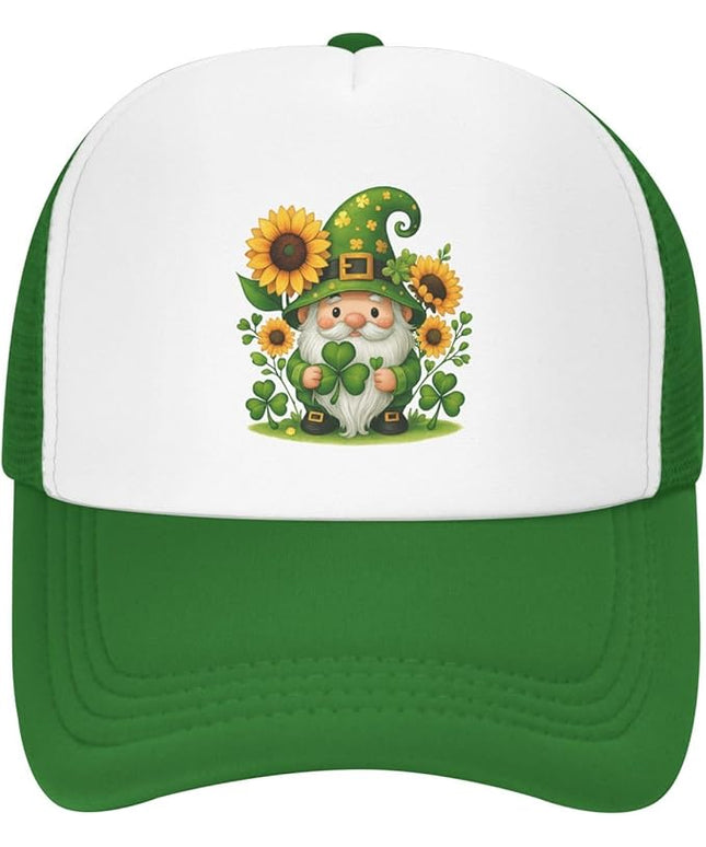 St Patricks Day Lucky Shamrock Hat, Green Clover Baseball Cap for Men Women,Fashion Adjustable Mesh Trucker Hat