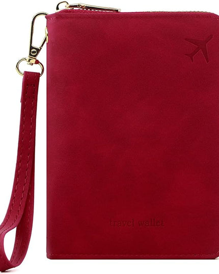 Passport Holder for Travel Women and Men RFID Passport Holder with Card Slots Holder Passport Case Passport cover Passport Wallet Travel Essentials and Accessories (Short Zipper, SZH-Red)