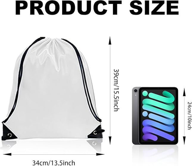GoodtoU Drawstring Bags, Nylon Backpacks with Drawstring for Sport, Traveling, Team (White, 16Pcs)