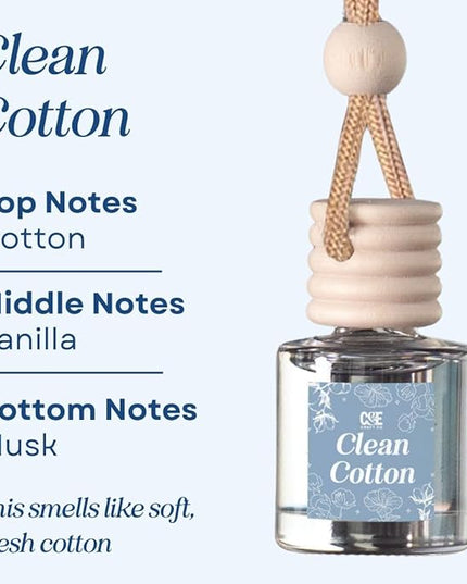 C&E Craft Co Hanging Car Air Freshener Diffuser 2 Pack, Long Lasting Fragrance Oil Car Freshener, Glass Bottle Auto Air Freshener, Made in USA (Clean Cotton)