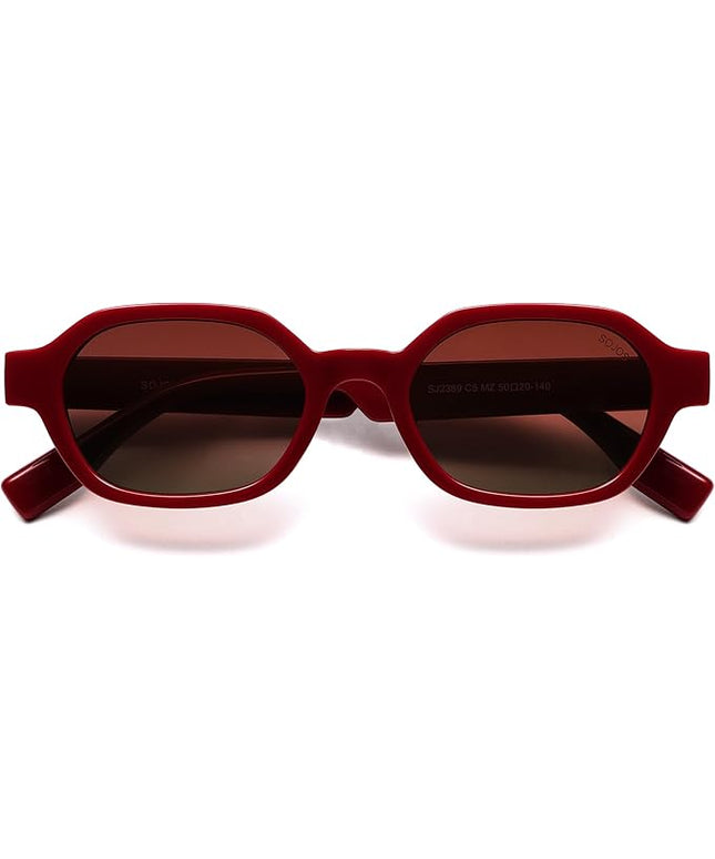 SOJOS Retro Polarized Hexagon Sunglasses for Women Men, UV400 Trendy Rectangle 70s 80s 90s Shades SJ2389