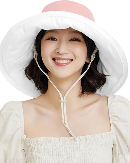 HUAMULAN Women Summer Sun Hat Wide Brim Wired Edge Floral Beach Bucket Hats Reversible Foldable Travel UV Protection Lady Hat
