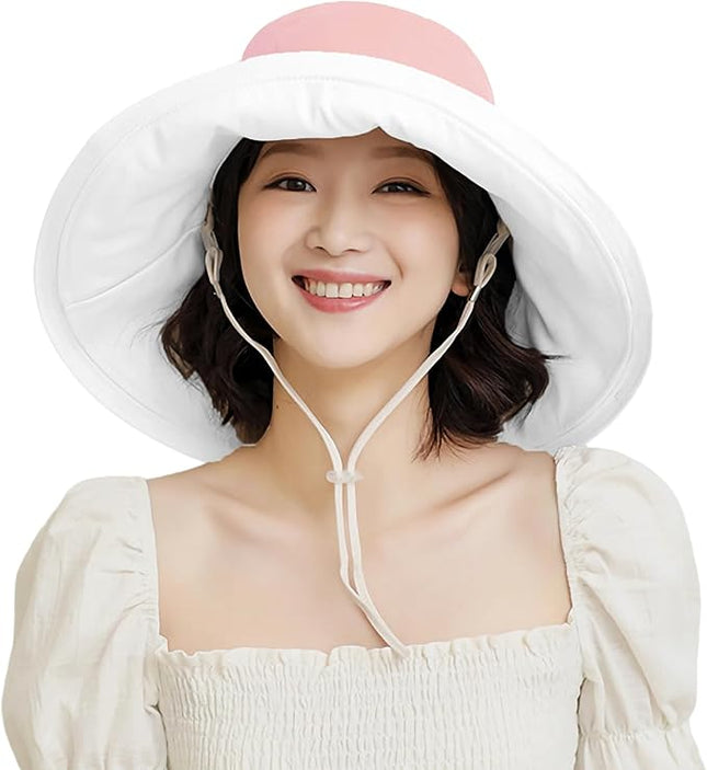 HUAMULAN Women Summer Sun Hat Wide Brim Wired Edge Floral Beach Bucket Hats Reversible Foldable Travel UV Protection Lady Hat