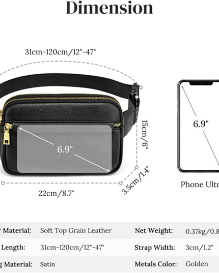 S-ZONE Fanny Packs for Women Genuine Leather RFID Blocking Crossbody Bags Purses Sling Waist Chest Bag Gifts Travel Running Adjustable Strap Men