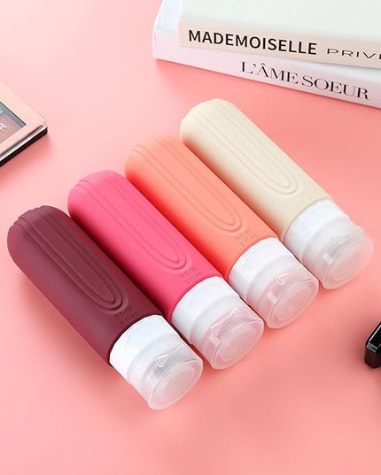 Travel Bottles for Toiletries, Tsa Approved 3oz Travel Size Containers BPA Free Leak Proof Refillable Liquid Silicone Squeezable Travel Accessories for Shampoo Conditioner Lotion (4 Pack)