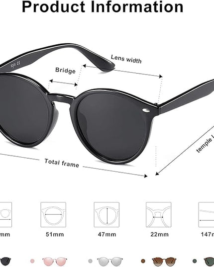 SOJOS Retro Round Polarized Sunglasses for Women Men Classic Vintage Sunnies SJ2069