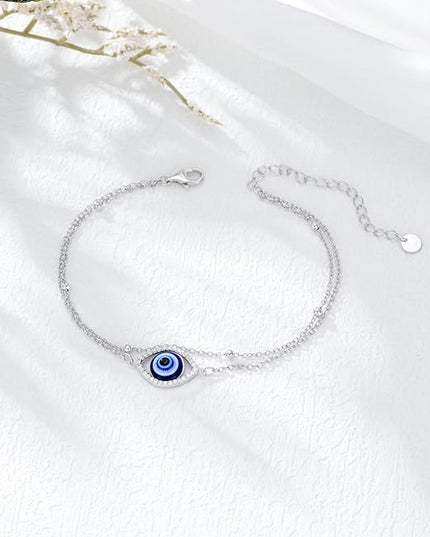 Dorunmo 925 Sterling Silver Infinity Heart Cross Circle Evil Eye Anklet Bracelets for Women Mother's Day Jewelry for Wife Girlfriend Mom Her