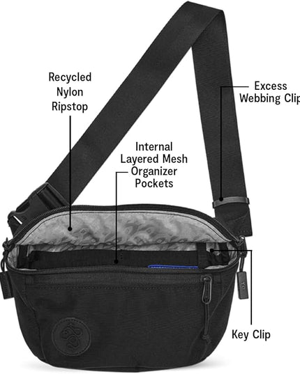 Baboon to the Moon Fanny Pack Full Size 3L Water Repellent Waist Bags Crossbody Belt Bag Lightweight Travel Everyday Bag for Men Women, Black