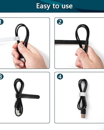 50PCS Reusable Cable Ties,Adjustable Cable Management,Cord Organizer,Cable Organizer,Multi-Purpose Wire Ties (25 Pcs Black and 25 Pcs White Cable Ties)