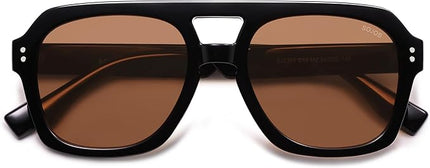 SOJOS Retro Thick Polarized Aviator Sunglasses for Women Men, Large Trendy Bold Square Pilot Shades SJ2385
