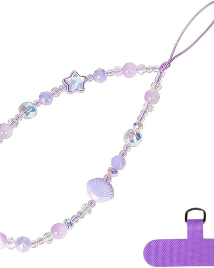 Cute Sparkling Star & Cat's Eye Phone Lanyard, Beaded Crystal Charm Strap for Phone Keys Purse - Gift for Women