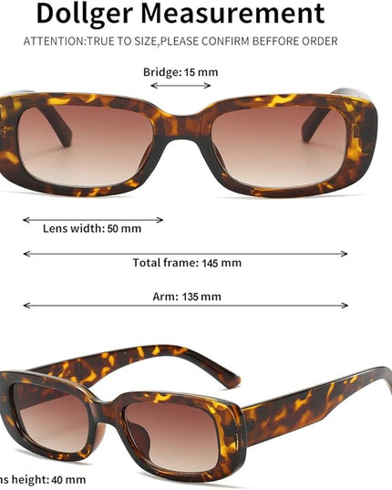 Dollger Rectangle Sunglasses for Women Men Trendy Retro Fashion Sunglasses UV 400 Protection Square Fram