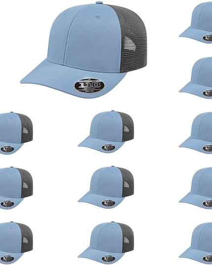Cap America i8502 Flexfit 110 Premium Mid Profile 6-Panel Mesh Back Trucker Cap Hat w/UV Guard & Adjustable Snapback