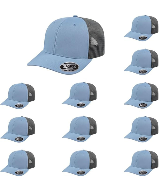 Cap America i8502 Flexfit 110 Premium Mid Profile 6-Panel Mesh Back Trucker Cap Hat w/UV Guard & Adjustable Snapback