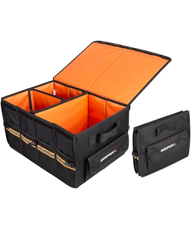 KEEPER Standard Trunk Organizer, 48L, Multi-Compartment Collapsible Car Organizers and Storage, Non-Slip Bottom, Suitable for SUV, Minivan, and Cars