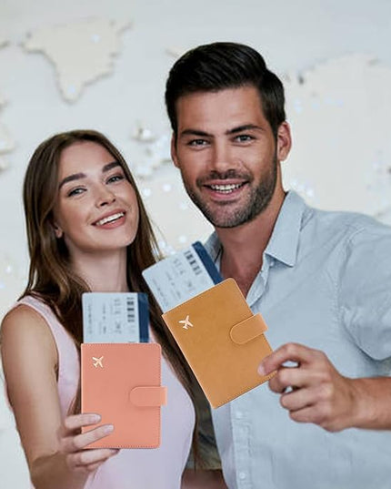 Deziliao Faux Leather Passport and Vaccine Card Holder, Pink, Waterproof, Rfid Blocking, Slim, Unisex