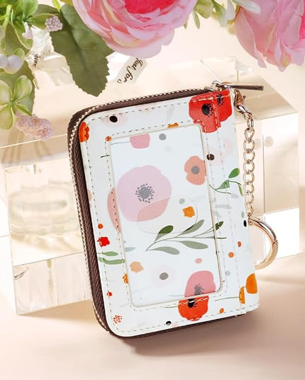 FurArt Zipper Wallet Women, RFID Blocking Credit Card Wallet, Business Card Holder, Compact Size KeyChain Wallet