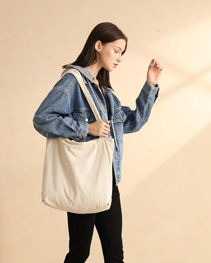 Iioscre Corduroy Tote Bag for Women,Hobo HandBags with Zipper,Large Capacity Casual Shoulder Handbags with Inner Pockets