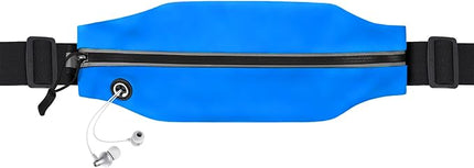Slim Running Belt For Men and Women Waist Fanny Pack Phone Holder Pouch Bag Reflective Zipper Pocket Workout Cycling Fitness Bright Blue