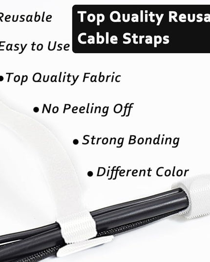 70pcs Cable Ties Reusable White Wire Ties Cable Management Cord Ties Reusable for Electronics Hook and Loop Cable Ties for Computer 4 6 8 Inch