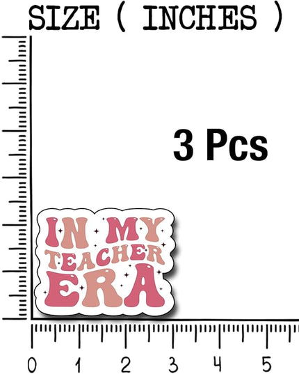 (3Pcs) in My Teacher Era Sticker, Sticker Gifts Teacher Decorate Books, Laptops, Water Bottles Kindles Stickers, Phones Tumbler Waterproof Vinyl 3" Inch