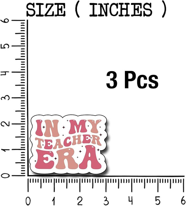 (3Pcs) in My Teacher Era Sticker, Sticker Gifts Teacher Decorate Books, Laptops, Water Bottles Kindles Stickers, Phones Tumbler Waterproof Vinyl 3" Inch