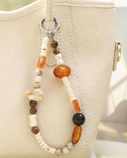 Vintage Elliptical Beaded Phone Wrist Strap Cute Phone Charm Lanyard Cellphone Chain Wristlet Wrist Straps for Phones Beaded Keychain Wristlet Bag Charms for Handbags Cellphone Bracelet Strap