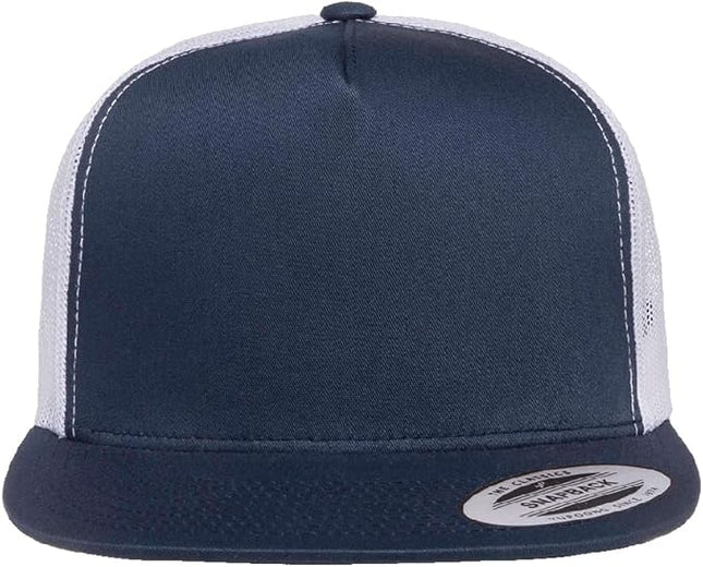 Yupoong 5-Panel YP Classic Trucker Cap | High Profile Flat Visor Snapback | OSFM | Bulk Packs Available