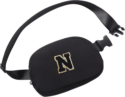 Glratn Initial Letter Belt Bag Crossbody Bags Fanny Pack For Girls，Birthday Gifts for 6 7 8 9 10 11 12 13 14 15 Year Old Girls,Purse for Kids,Cute Teen Trendy Stuff Travel Essentials.（Black-N）