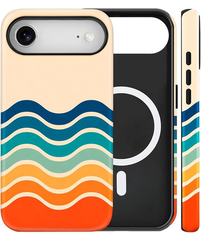 Magnetic for iPhone 17 Air Case Cute Frog Stripes Phone Case, Summer Shockproof Slim TPU and Hard PC Protective Phone Cover Compatible with MagSafe Designed for Women Girls
